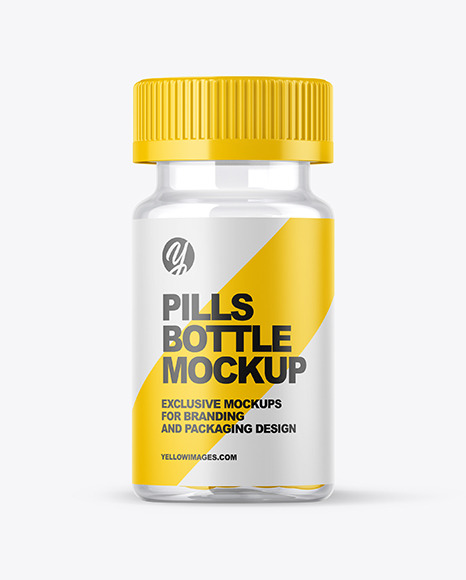 Download Clear Pills Bottle Mockup In Jar Mockups On Yellow Images Object Mockups PSD Mockup Templates