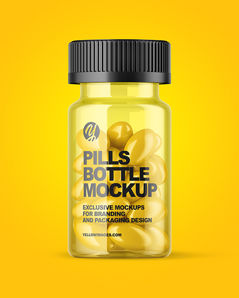 Download Clear Pills Bottle Mockup In Jar Mockups On Yellow Images Object Mockups PSD Mockup Templates