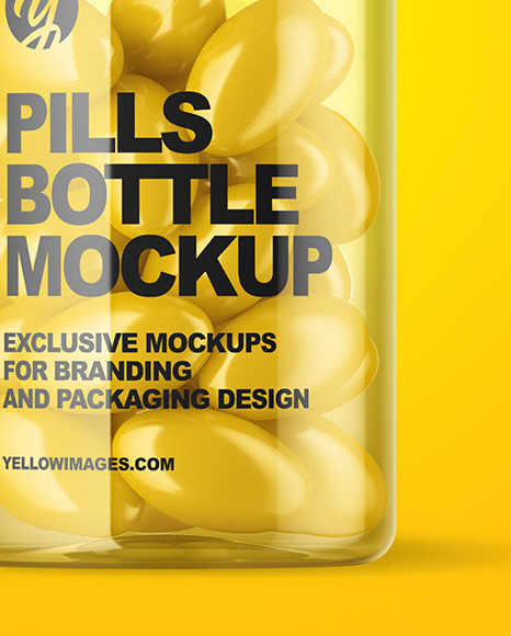 Download Clear Pills Bottle Mockup In Jar Mockups On Yellow Images Object Mockups PSD Mockup Templates