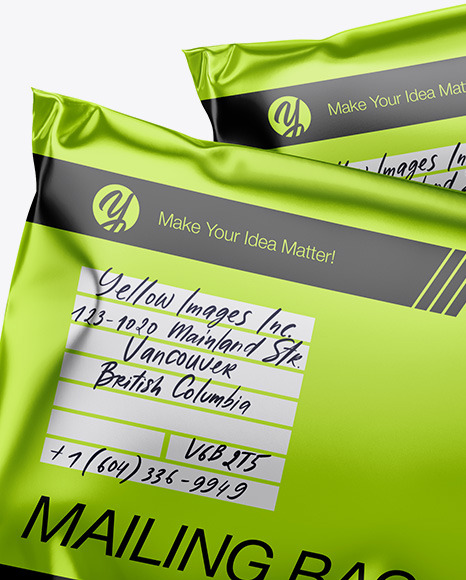 Two Metallic Mailing Bags Mockup   Front View PSD #3