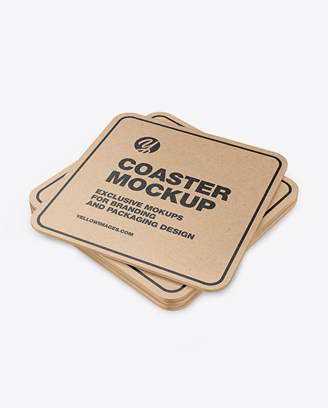 Download Kraft Beverage Coasters Mockup In Stationery Mockups On Yellow Images Object Mockups PSD Mockup Templates