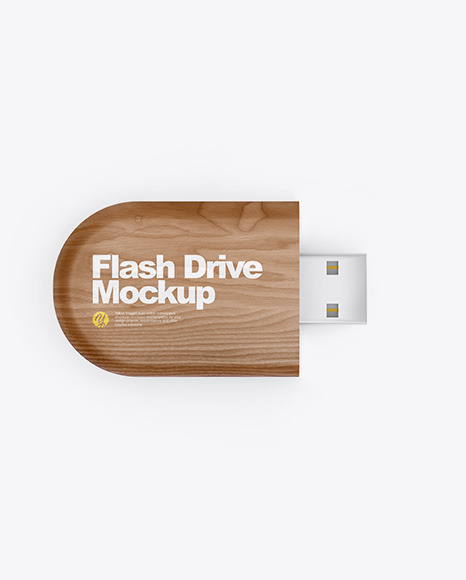 Wooden Usb Flash Drive Mockup In Object Mockups On Yellow Images Object Mockups