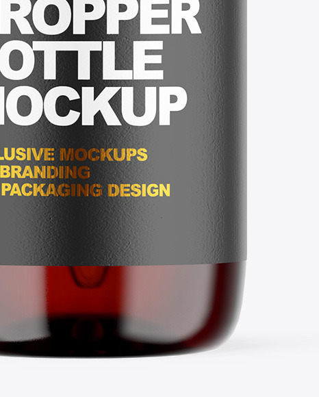 Dark Amber Glass Dropper Bottle Mockup PSD #1
