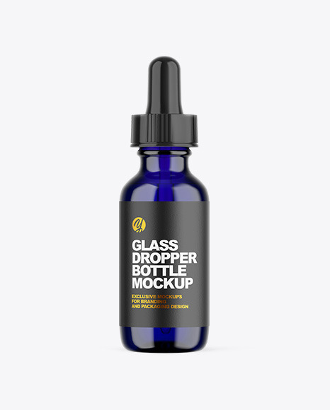 Blue Glass Dropper Bottle Mockup
