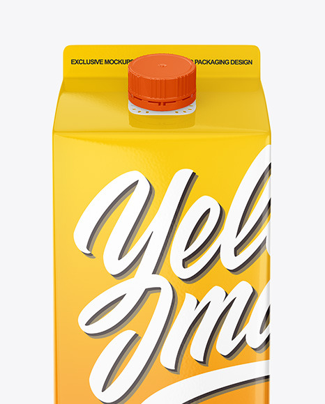 Download Glossy Juice Carton Package Mockup In Packaging Mockups On Yellow Images Object Mockups PSD Mockup Templates