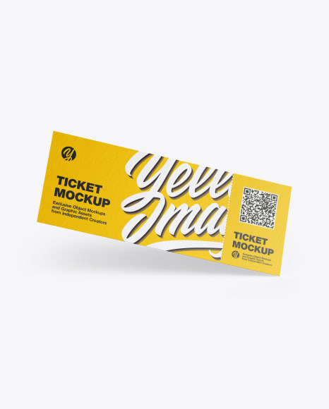 Download Paper Ticket Mockup In Stationery Mockups On Yellow Images Object Mockups