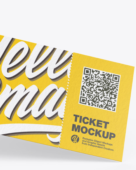 Paper Ticket Mockup In Stationery Mockups On Yellow Images Object Mockups