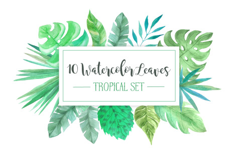 Watercolor Tropic Leaves Set