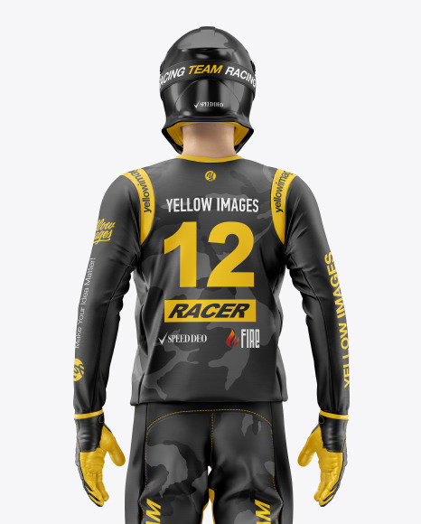 Download Motocross Racing Kit Mockup In Apparel Mockups On Yellow Images Object Mockups PSD Mockup Templates