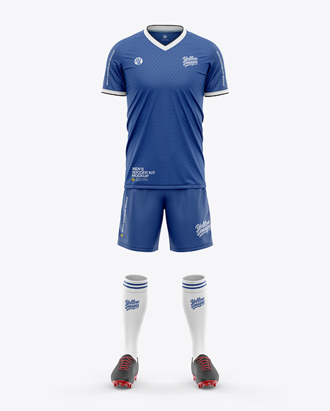 Download Men's Full Soccer Kit with V-Neck Jersey Mockup - Front ...