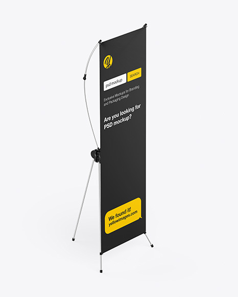 X Banner Mockup In Indoor Advertising Mockups On Yellow Images Object Mockups