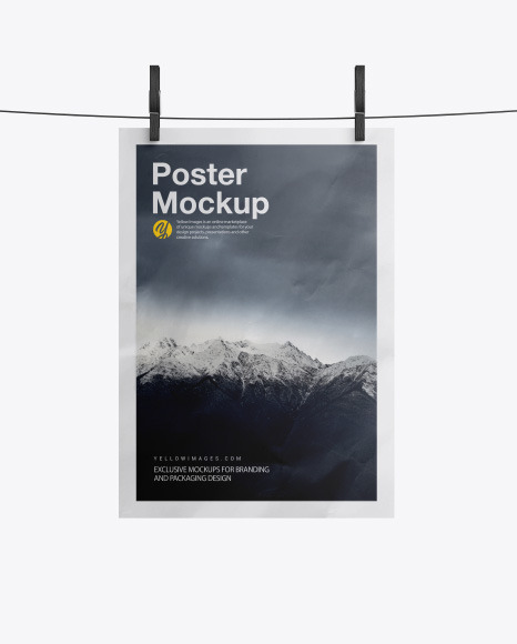 Crumpled A4 Poster Mockup In Stationery Mockups On Yellow Images Object Mockups