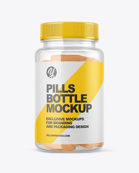 Download Clear Pills Bottle Mockup In Jar Mockups On Yellow Images Object Mockups PSD Mockup Templates