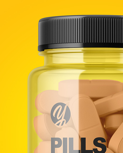 Download Clear Pills Bottle Mockup In Jar Mockups On Yellow Images Object Mockups Yellowimages Mockups