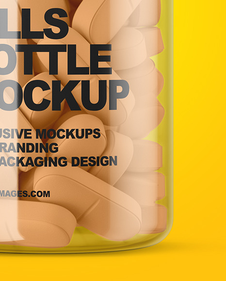 Download Clear Pills Bottle Mockup In Jar Mockups On Yellow Images Object Mockups PSD Mockup Templates