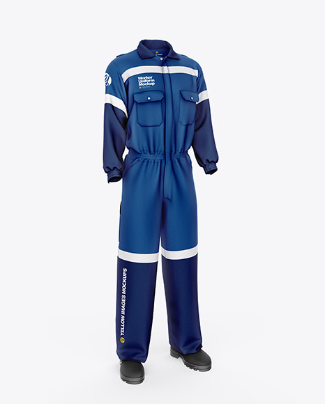 Worker Uniform Mockup - Front Half Side View