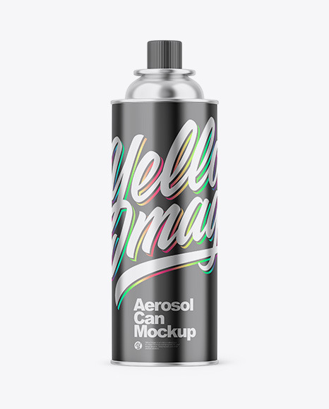 Glossy Metallic Aerosol Can Mockup In Can Mockups On Yellow Images Object Mockups