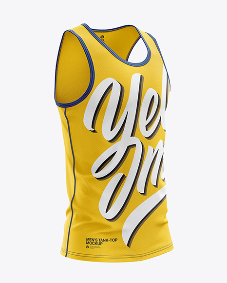 Download Men's Sprinting Singlet mockup (Right Half Side View) in Apparel Mockups on Yellow Images Object ...