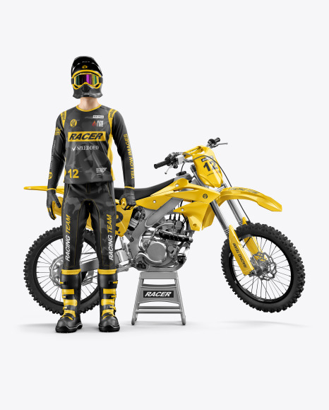 Download Motocross Racing Kit Mockup In Vehicle Mockups On Yellow Images Object Mockups PSD Mockup Templates