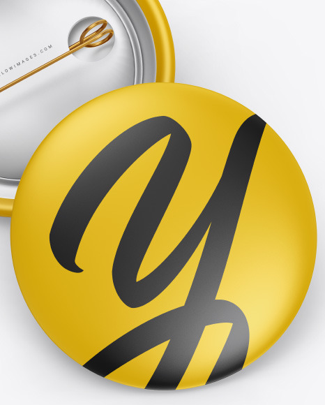 Two Matte Button Pins Mockup PSD #6