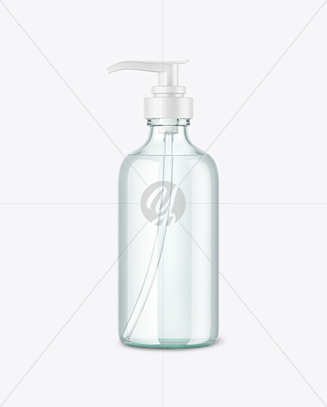 Download Blue Glass Cosmetic Bottle W Pump Mockup In Bottle Mockups On Yellow Images Object Mockups