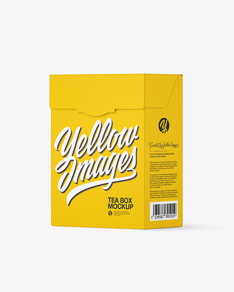 Download Tea Box Mockup Half Side View In Box Mockups On Yellow Images Object Mockups PSD Mockup Templates