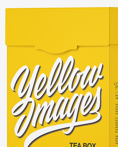 Download Tea Box Mockup Half Side View In Box Mockups On Yellow Images Object Mockups PSD Mockup Templates