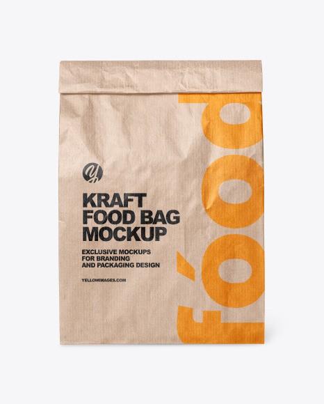 Kraft Food Bag Mockup In Bag Sack Mockups On Yellow Images Object Mockups