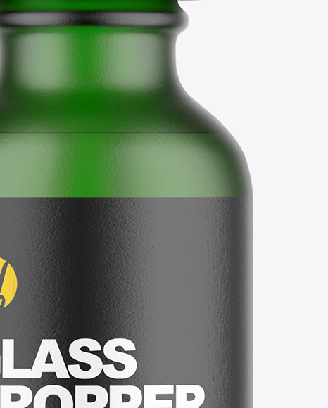 Frosted Green Glass Dropper Bottle Mockup PSD #2