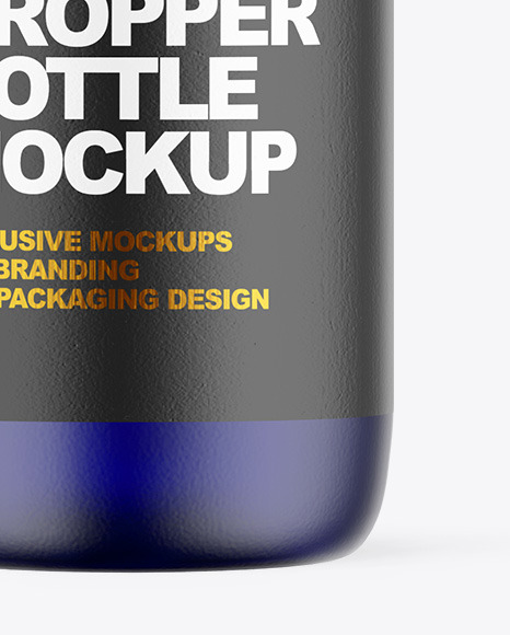 Frosted Blue Glass Dropper Bottle Mockup PSD #1
