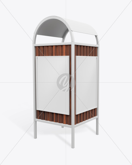 Advertising Rubbish Bin with Poster Mockup   Perspective View PSD #1