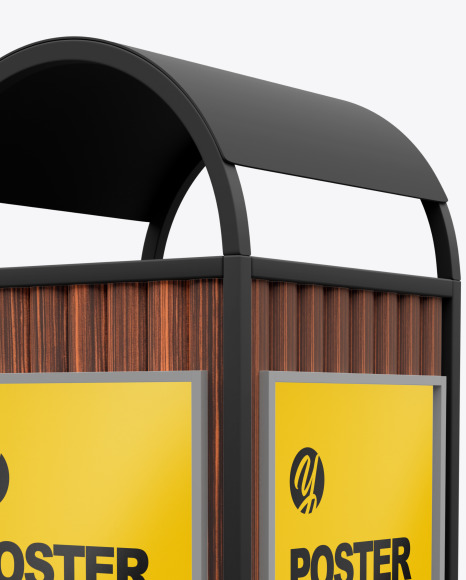 Advertising Rubbish Bin with Poster Mockup   Perspective View PSD #3