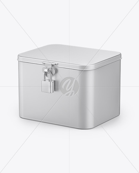 Matte Metallic Tin Box W Padlock Mockup In Box Mockups On Yellow Images Object Mockups