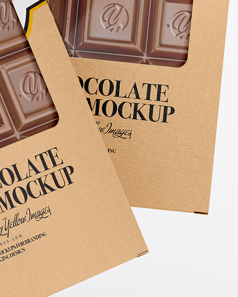 Download Kraft Glossy Chocolate Bar Mockup Halfside View High Angle Shot