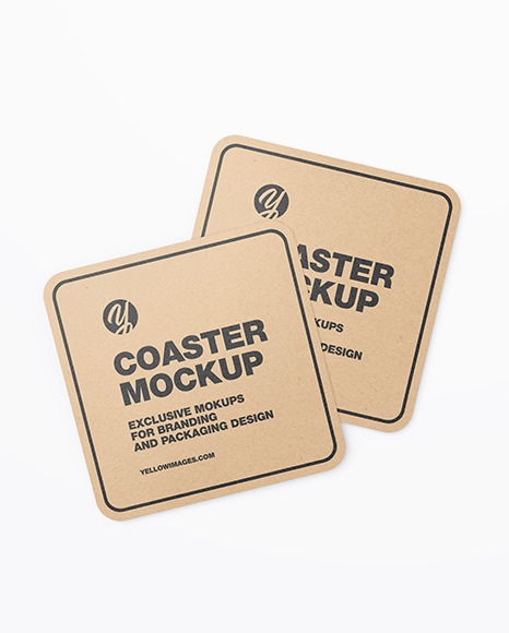 Download Kraft Beverage Coasters Mockup In Stationery Mockups On Yellow Images Object Mockups PSD Mockup Templates