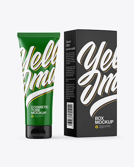 Glossy Cosmetic Tube with Box Mockup PSD #2