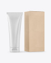 Glossy Cosmetic Tube with Kraft Box Mockup