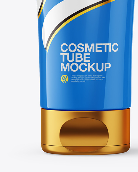 Download Glossy Cosmetic Tube With Kraft Box Mockup Yellow Author