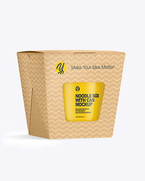 Download Kraft Noodle Box With Can Mockup In Box Mockups On Yellow Images Object Mockups