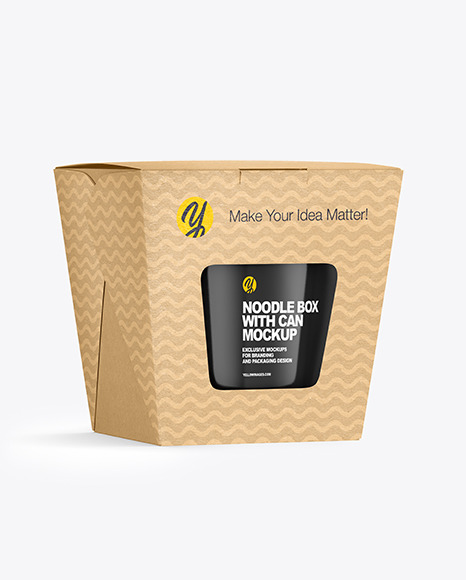 Download Kraft Noodle Box With Can Mockup In Box Mockups On Yellow Images Object Mockups