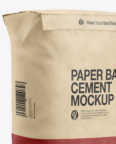 Download Kraft Paper Cement Bag Mockup In Bag Sack Mockups On Yellow Images Object Mockups