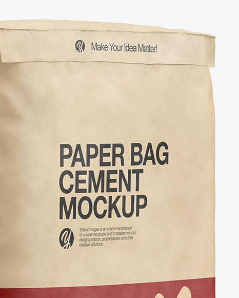 Kraft Paper Cement Bag Mockup In Bag Sack Mockups On Yellow Images Object Mockups