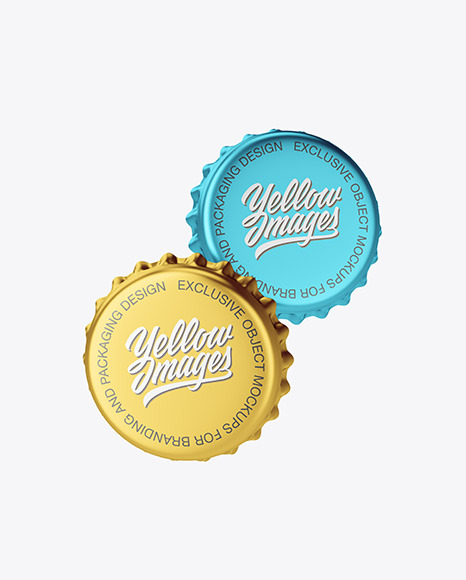 Metallic Bottle Caps Mockup PSD #4