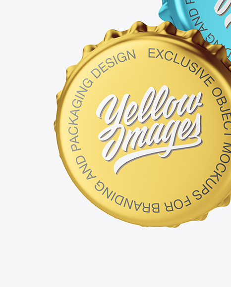 Metallic Bottle Caps Mockup PSD #2