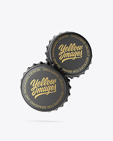 Matte Bottle Caps Mockup In Packaging Mockups On Yellow Images Object Mockups