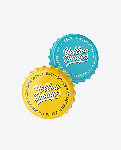 Glossy Bottle Caps Mockup