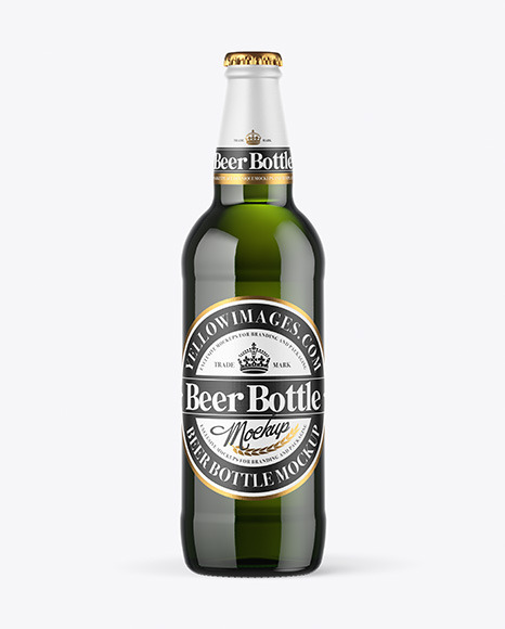 Green Glass Beer Bottle Mockup In Bottle Mockups On Yellow Images Object Mockups