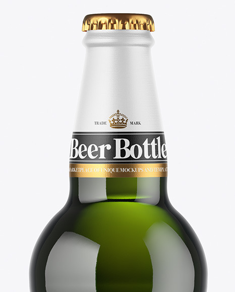 Download Green Glass Lager Beer Bottle Mockup