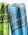 Five Glossy Metallic Cans Mockup