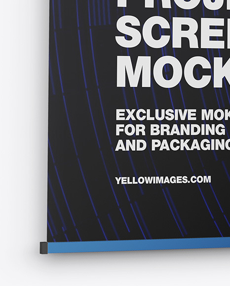 Metallic Projector Screen Mockup Side View In Indoor Advertising Mockups On Yellow Images Object Mockups